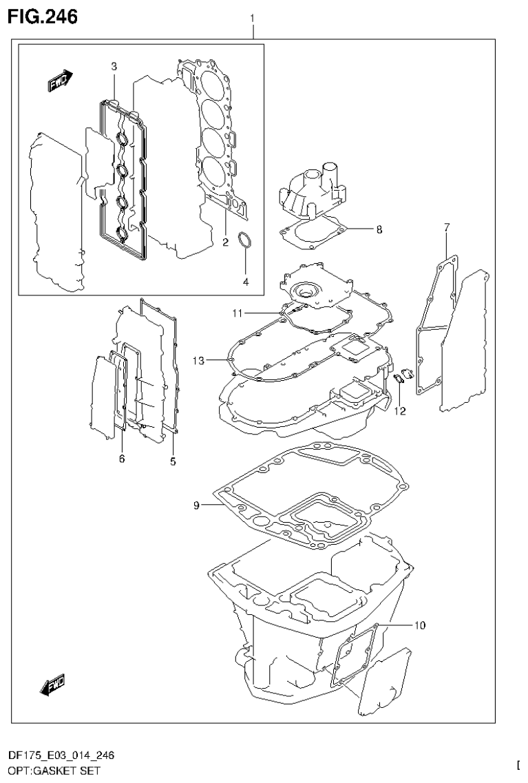 Suzuki DF175ZG OPT:GASKET SET parts diagram